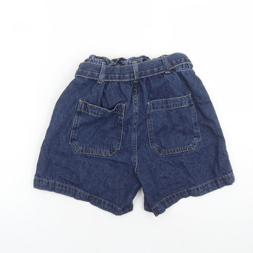 Denim & Co. Womens Blue Cotton Mom Shorts Size 6 L6 in Regular Zip - Elasticated Waist Belted