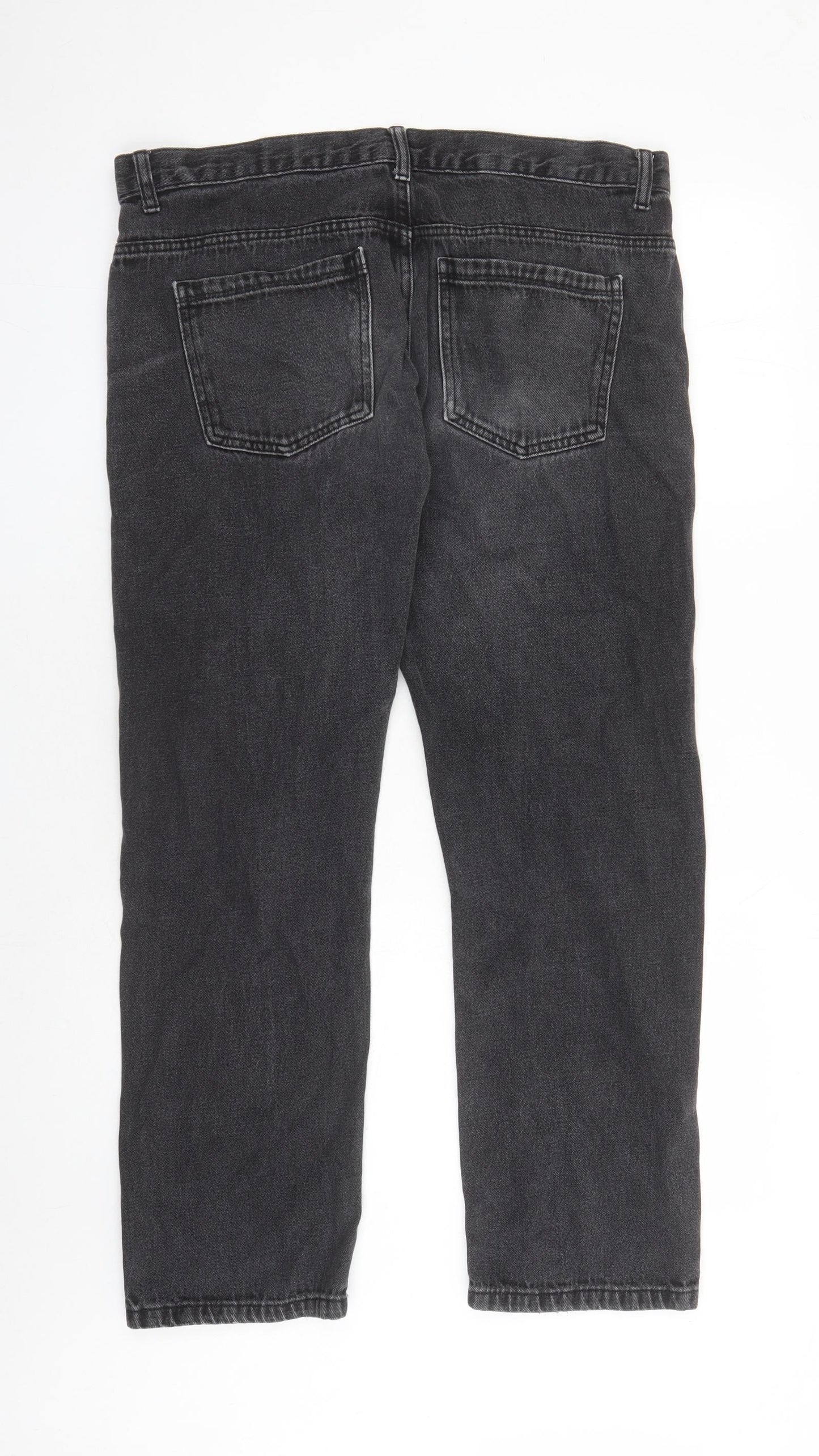 Denim & Co. Mens Black Cotton Straight Jeans Size 34 in L29 in Regular Zip - Pockets