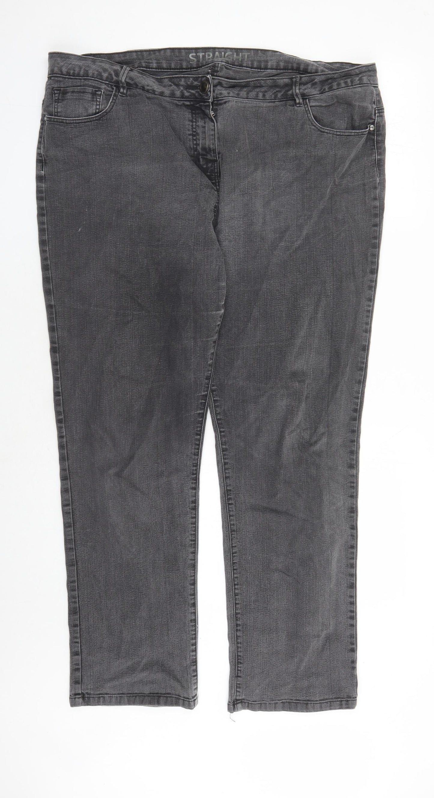 George Womens Grey Cotton Straight Jeans Size 20 L28 in Regular Zip - Pockets