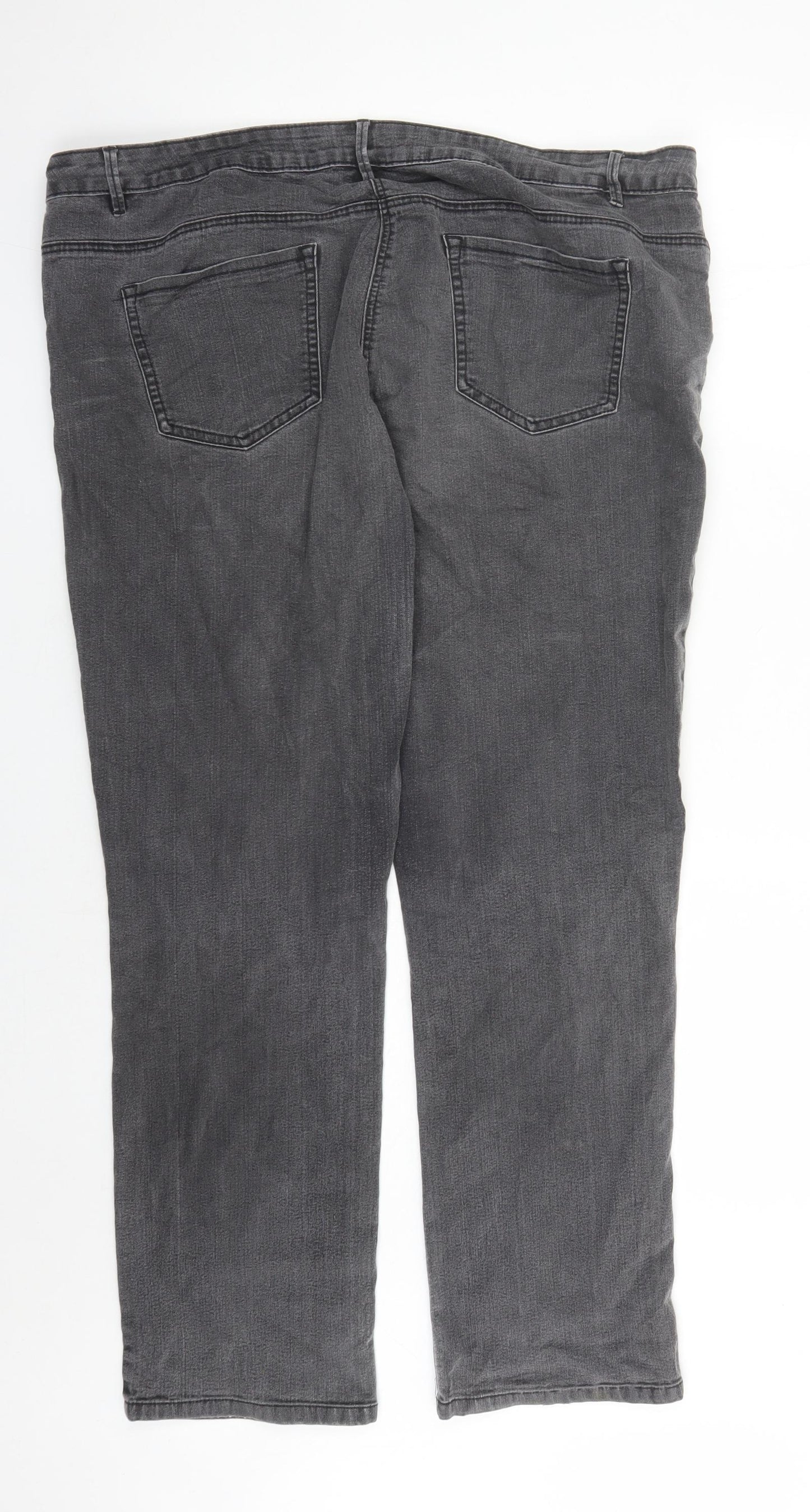 George Womens Grey Cotton Straight Jeans Size 20 L28 in Regular Zip - Pockets