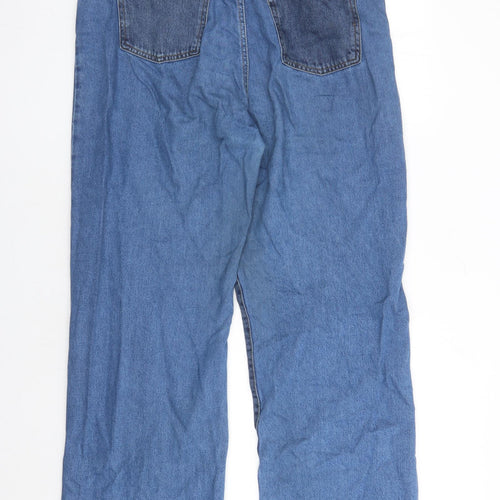 Denim & Co. Womens Blue Cotton Wide-Leg Jeans Size 16 L31 in Regular Button - Pockets