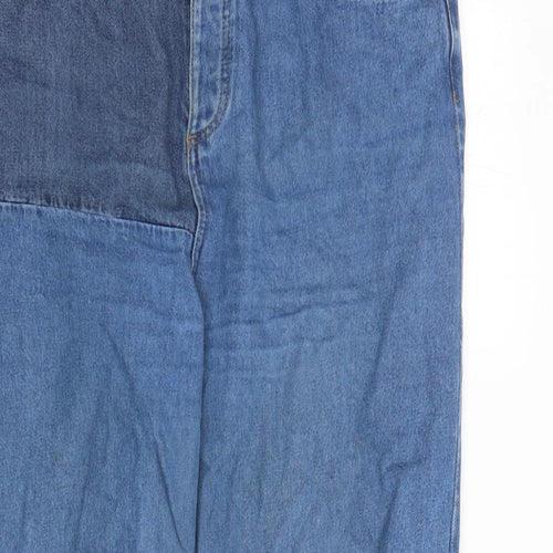 Denim & Co. Womens Blue Cotton Wide-Leg Jeans Size 16 L31 in Regular Button - Pockets