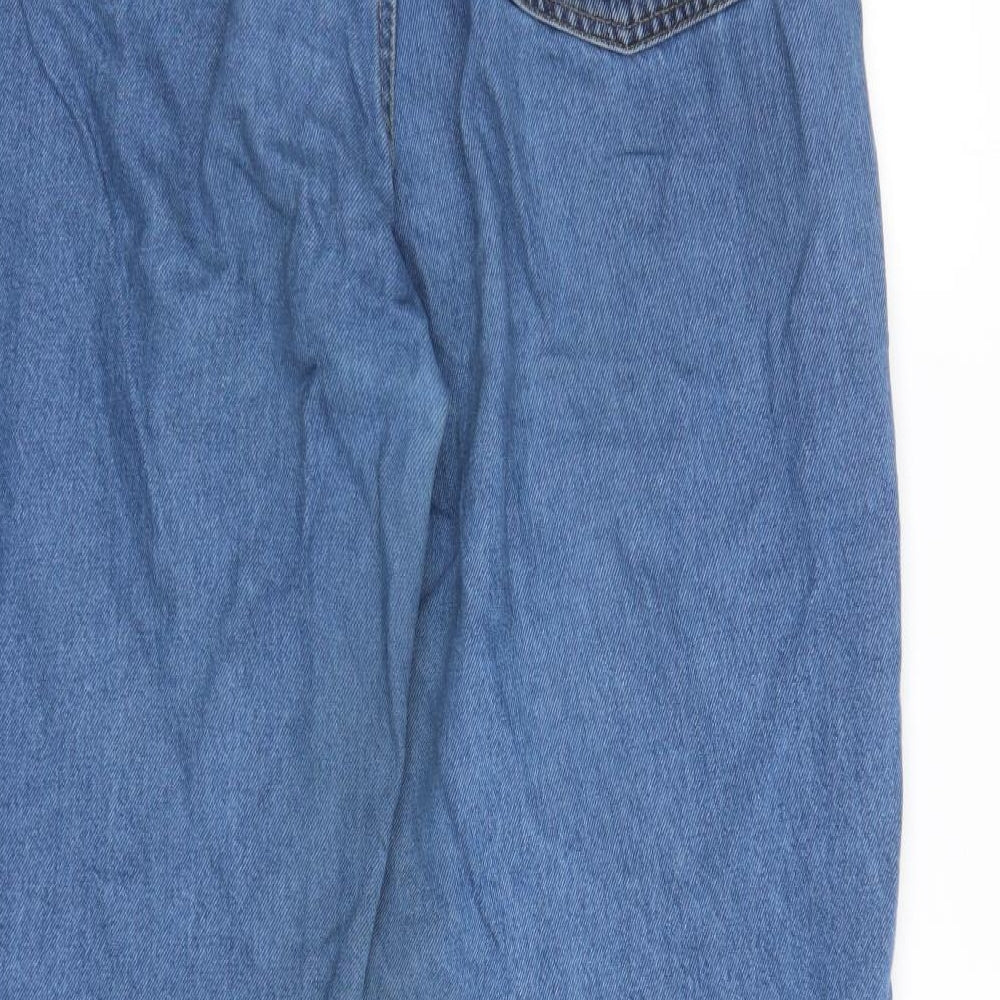 Denim & Co. Womens Blue Cotton Wide-Leg Jeans Size 16 L31 in Regular Button - Pockets