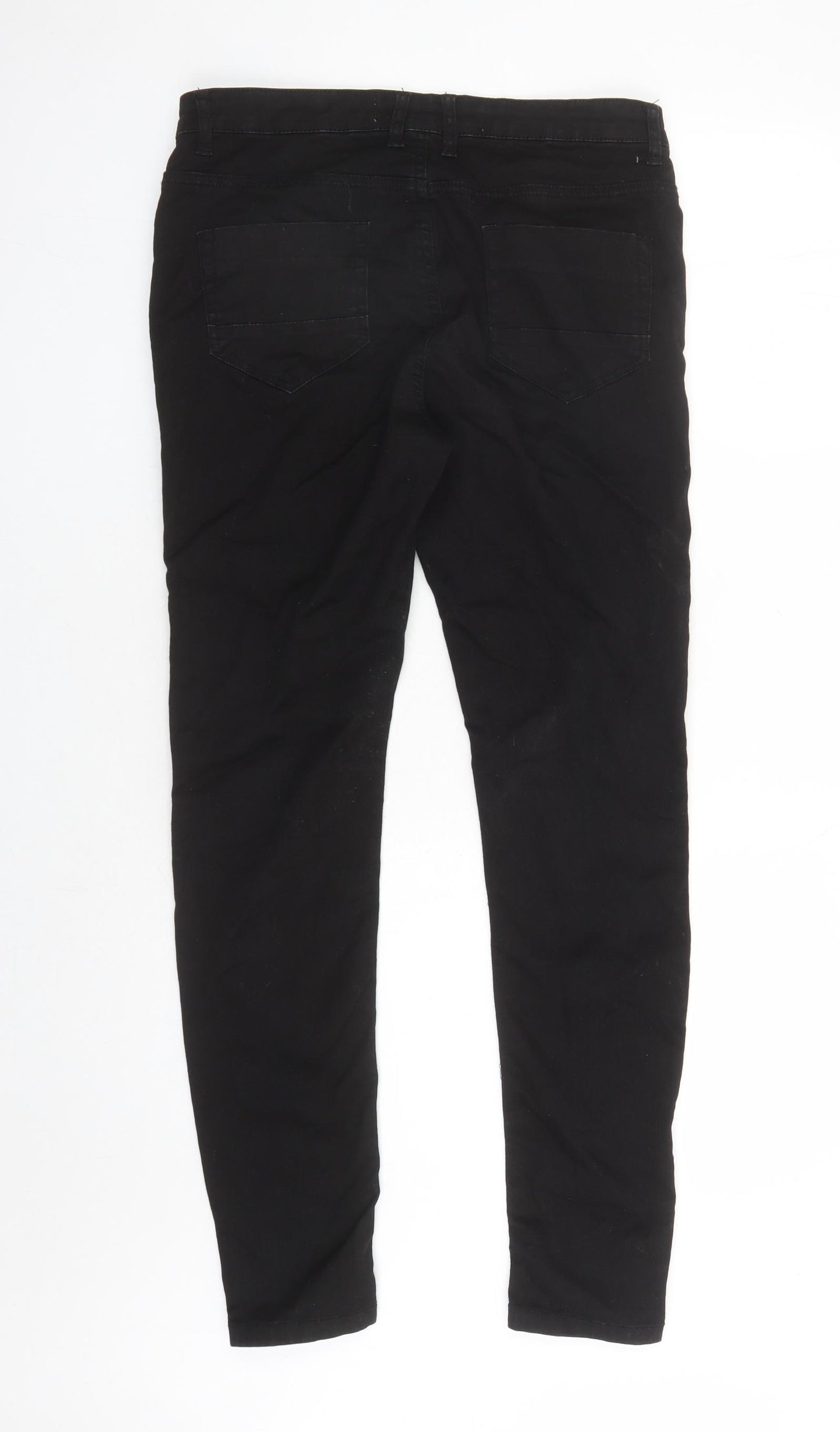 Denim & Co. Womens Black Cotton Straight Jeans Size 12 L29 in Regular Zip - Pockets