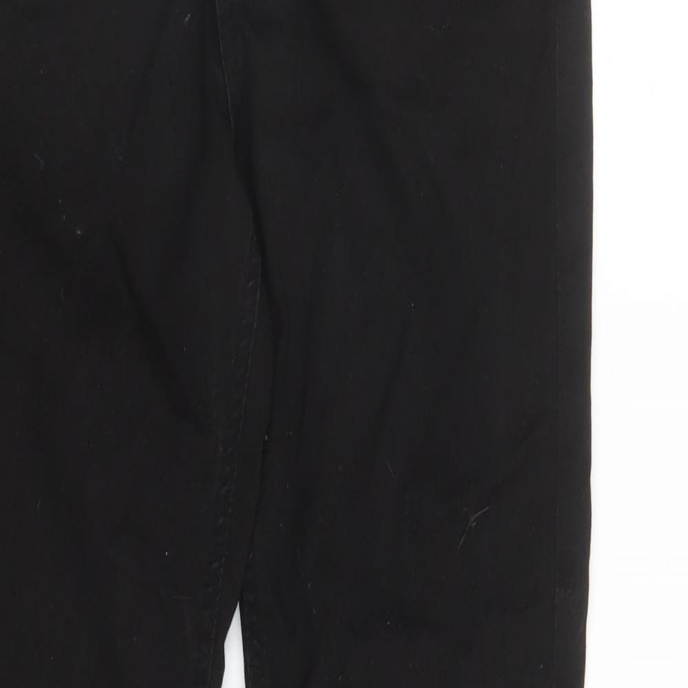 Denim & Co. Womens Black Cotton Straight Jeans Size 12 L29 in Regular Zip - Pockets