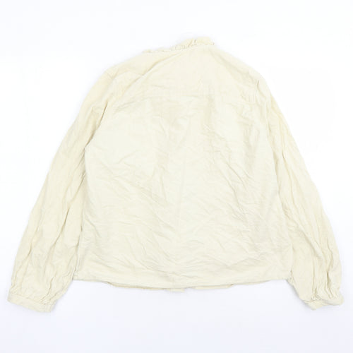 TU Womens Ivory Cotton Basic Button-Up Size 12 Round Neck