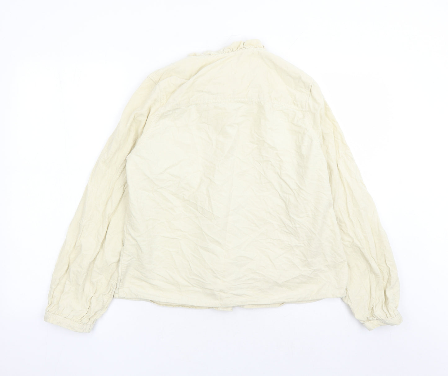 TU Womens Ivory Cotton Basic Button-Up Size 12 Round Neck
