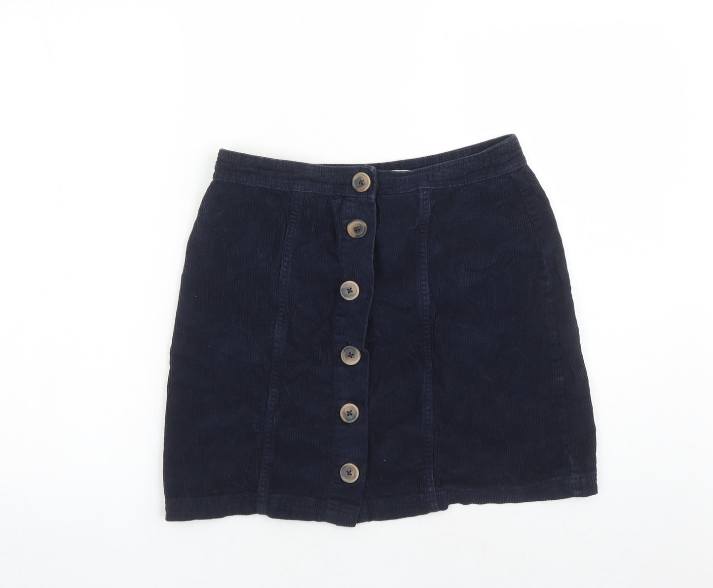 TU Womens Blue Cotton A-Line Skirt Size 10 Button