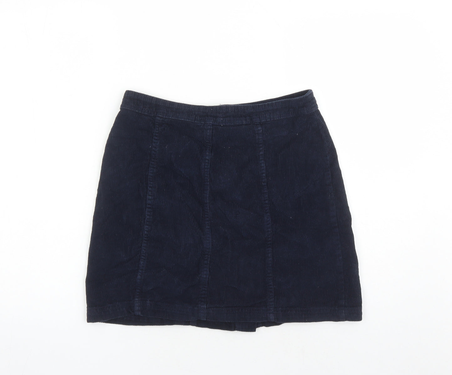 TU Womens Blue Cotton A-Line Skirt Size 10 Button