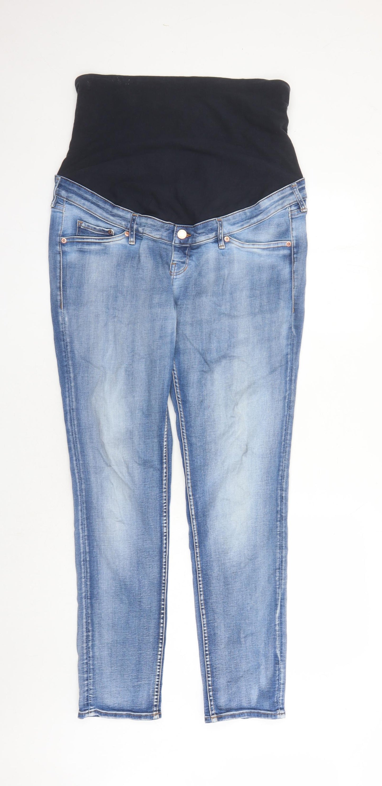 H&M Womens Blue Cotton Straight Jeans Size 16 L29 in Regular
