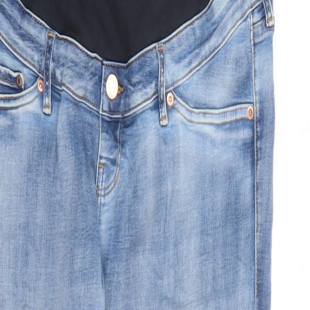 H&M Womens Blue Cotton Straight Jeans Size 16 L29 in Regular