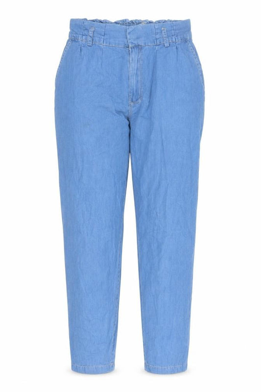 Front view of House/Denim women’s blue cotton straight jeans, size UK 30, in, 29-inch leg regular zip - elasticated waist
