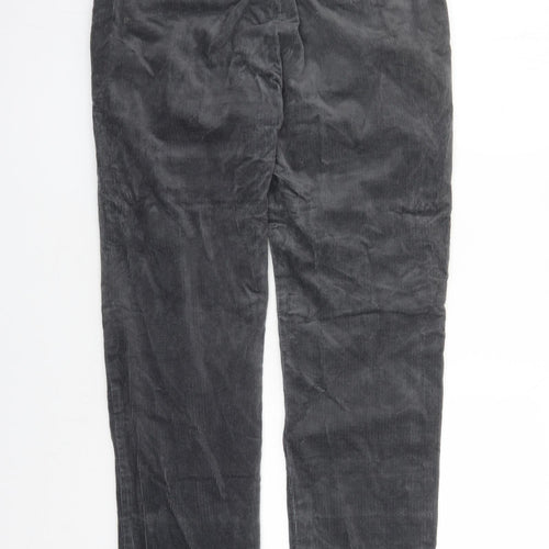 Marks and Spencer Mens Grey Cotton Trousers Size 34 in L29 in Regular Zip - Pockets