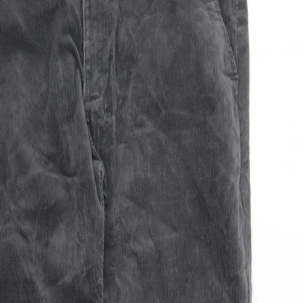 Marks and Spencer Mens Grey Cotton Trousers Size 34 in L29 in Regular Zip - Pockets