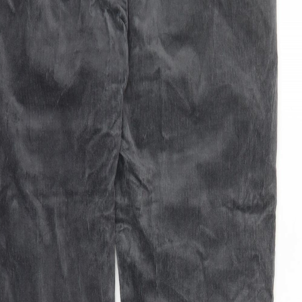 Marks and Spencer Mens Grey Cotton Trousers Size 34 in L29 in Regular Zip - Pockets