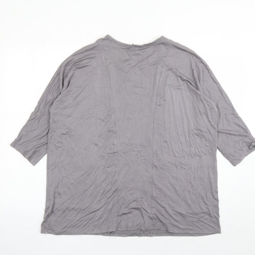 Yong Kim Womens Grey Modal Basic T-Shirt Size 14 Round Neck - Pockets