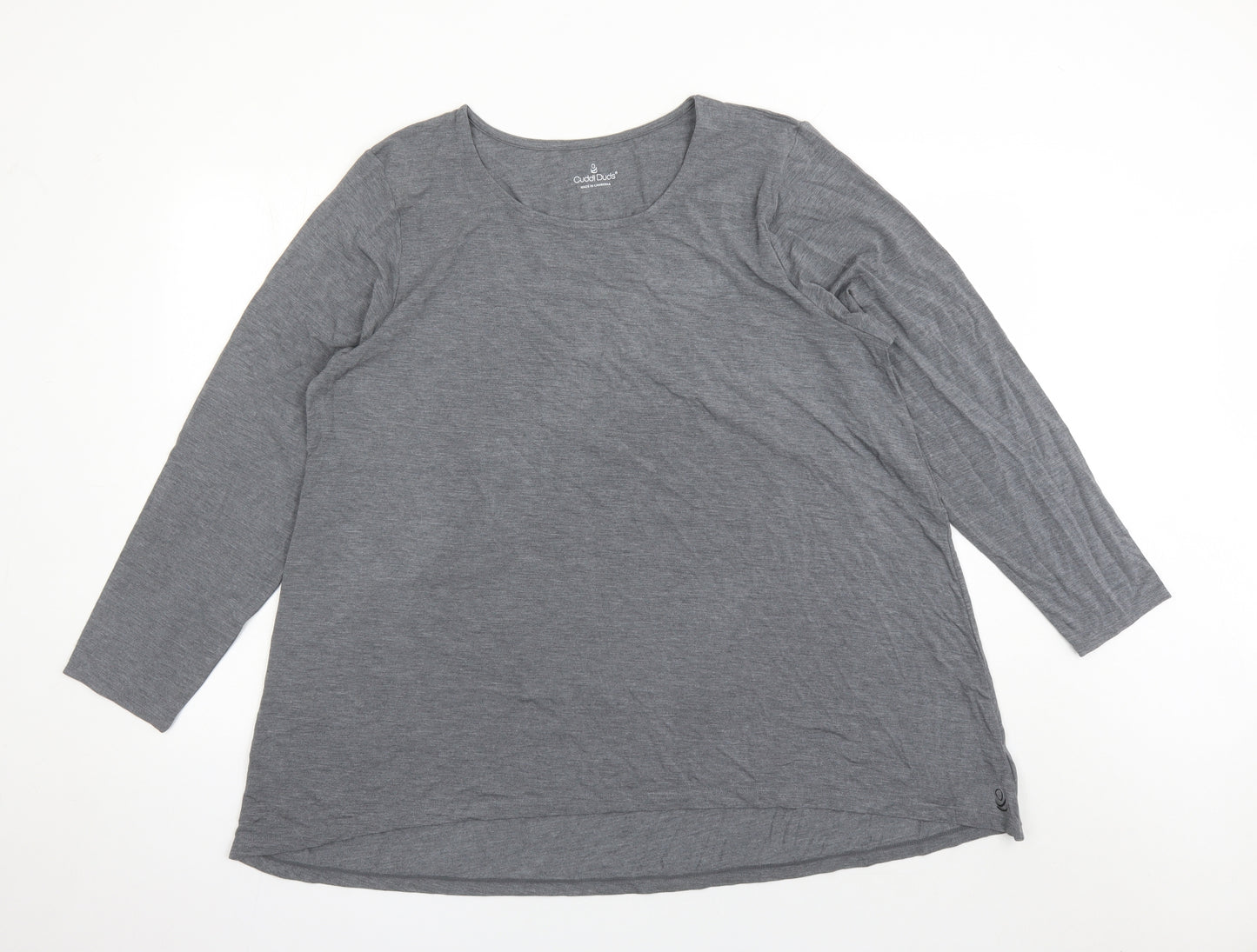 Cuddl Duds Womens Grey Modal Basic T-Shirt Size 3XL Round Neck