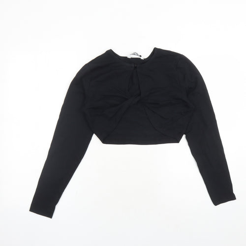 Only Womens Black Cotton Cropped T-Shirt Size L V-Neck - Neon & Nylon