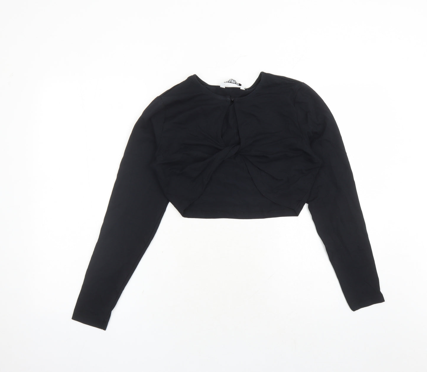 Only Womens Black Cotton Cropped T-Shirt Size L V-Neck - Neon & Nylon