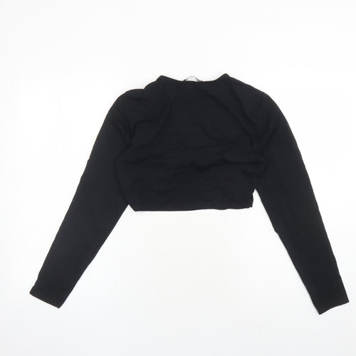 Only Womens Black Cotton Cropped T-Shirt Size L V-Neck - Neon & Nylon