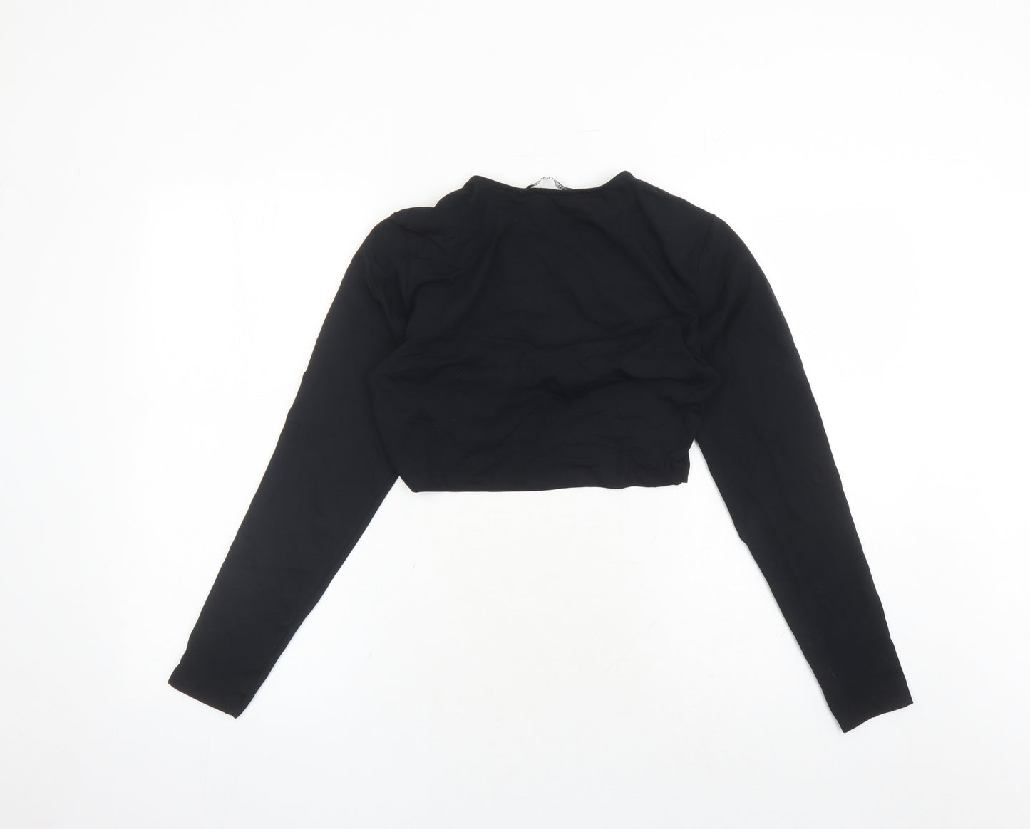 Only Womens Black Cotton Cropped T-Shirt Size L V-Neck - Neon & Nylon
