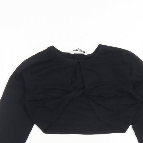 Only Womens Black Cotton Cropped T-Shirt Size L V-Neck - Neon & Nylon