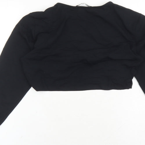 Only Womens Black Cotton Cropped T-Shirt Size L V-Neck - Neon & Nylon