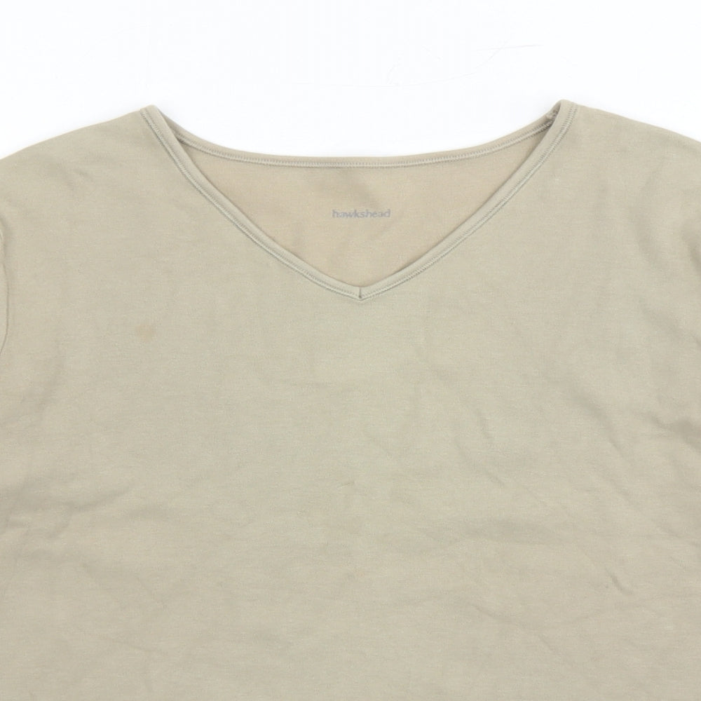 Hawkshead Womens Brown Cotton Basic T-Shirt Size 16 V-Neck