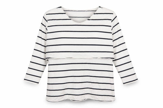 Front view of ASOS women’s white striped 100% cotton basic t-shirt, size UK 12, round neck