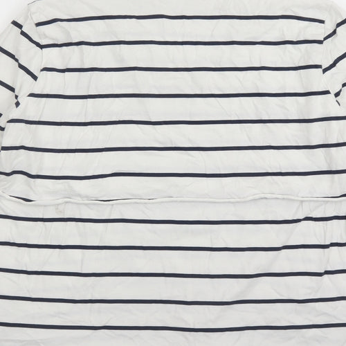ASOS Womens White Striped 100% Cotton Basic T-Shirt Size 12 Round Neck