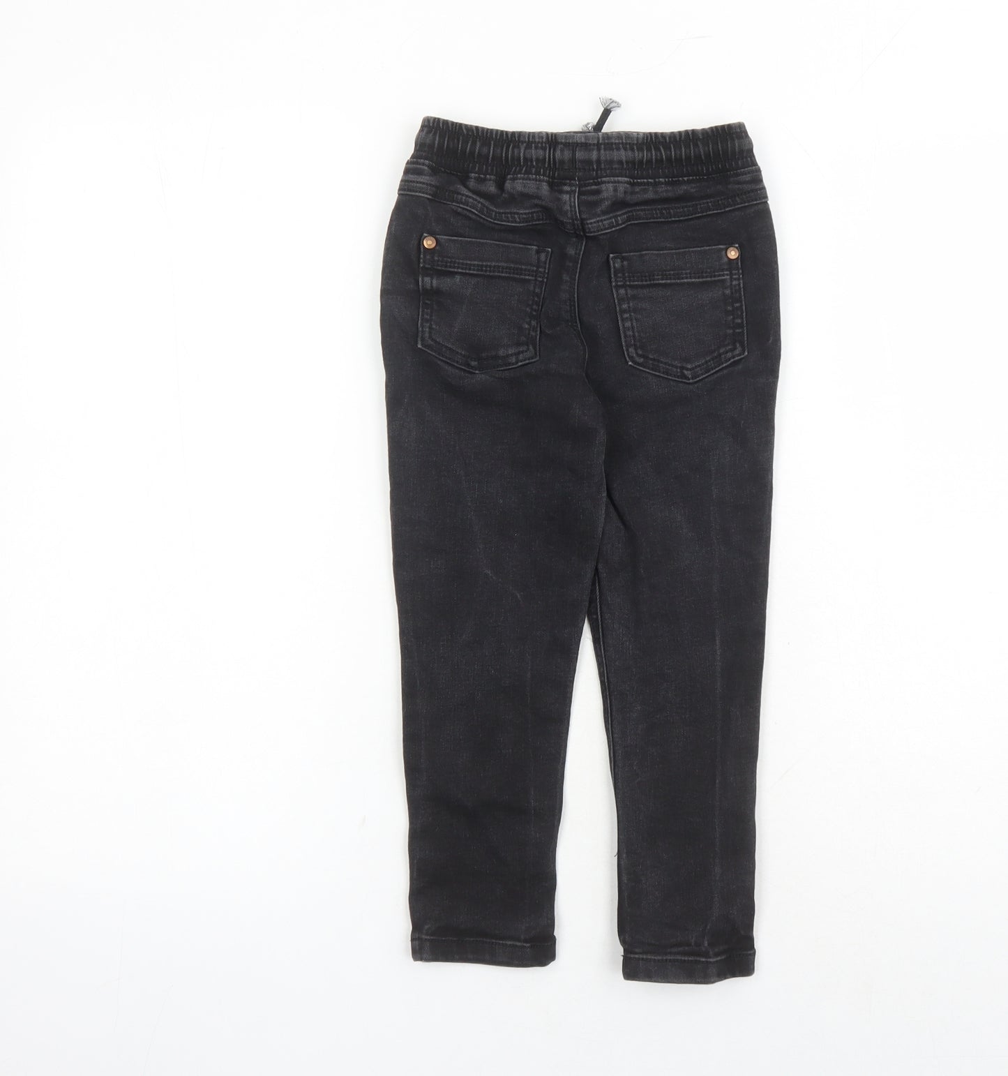 George Boys Black Cotton Straight Jeans Size 3-4 Years Regular Drawstring - Elasticated Waist Inside Leg 16 Inches