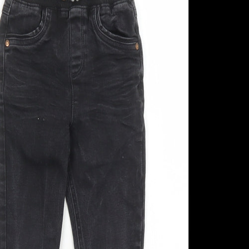 George Boys Black Cotton Straight Jeans Size 3-4 Years Regular Drawstring - Elasticated Waist Inside Leg 16 Inches