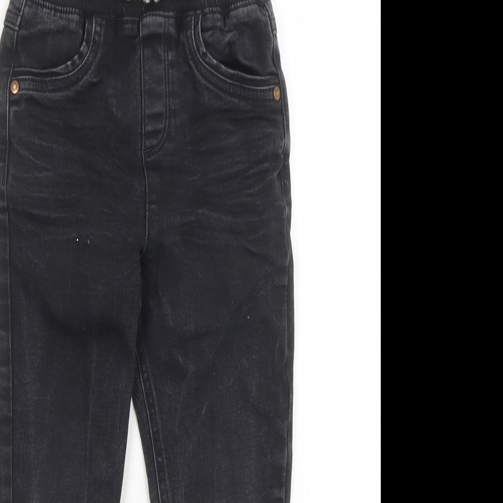 George Boys Black Cotton Straight Jeans Size 3-4 Years Regular Drawstring - Elasticated Waist Inside Leg 16 Inches