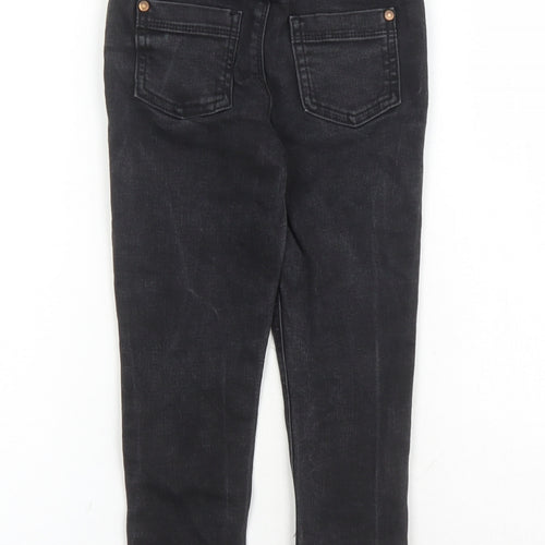 George Boys Black Cotton Straight Jeans Size 3-4 Years Regular Drawstring - Elasticated Waist Inside Leg 16 Inches