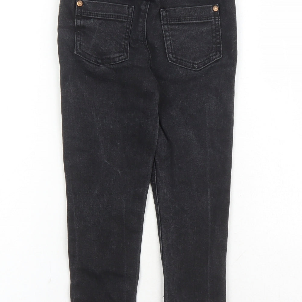 George Boys Black Cotton Straight Jeans Size 3-4 Years Regular Drawstring - Elasticated Waist Inside Leg 16 Inches