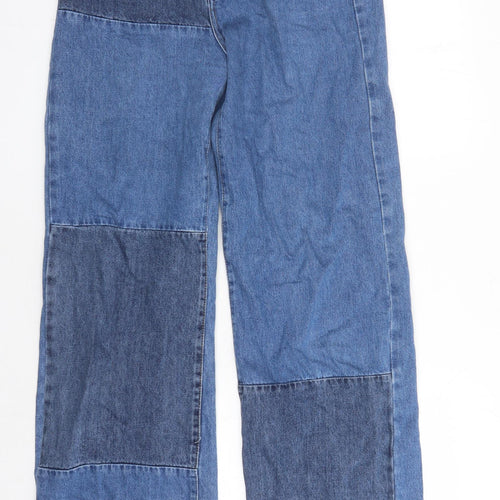 Denim & Co. Womens Blue Cotton Wide-Leg Jeans Size 10 L29 in Regular Button - Pockets