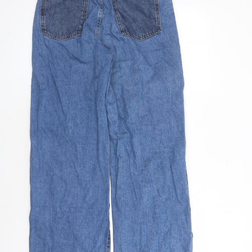 Denim & Co. Womens Blue Cotton Wide-Leg Jeans Size 10 L29 in Regular Button - Pockets
