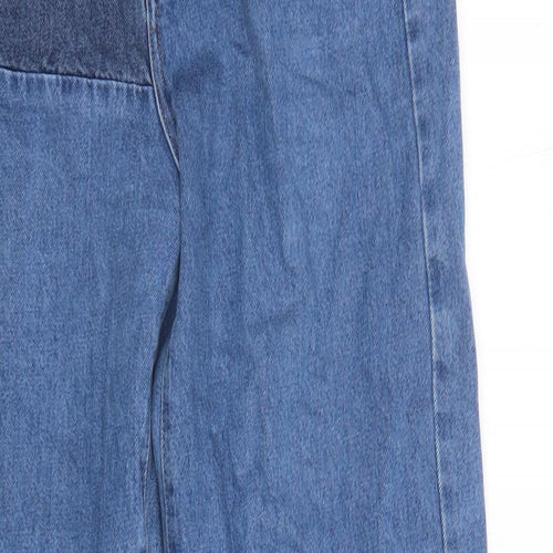 Denim & Co. Womens Blue Cotton Wide-Leg Jeans Size 10 L29 in Regular Button - Pockets