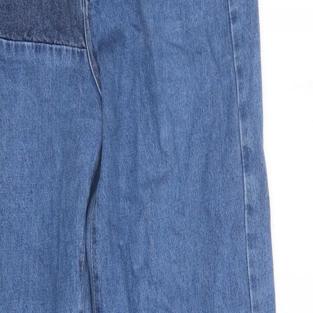 Denim & Co. Womens Blue Cotton Wide-Leg Jeans Size 10 L29 in Regular Button - Pockets