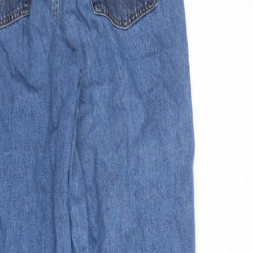 Denim & Co. Womens Blue Cotton Wide-Leg Jeans Size 10 L29 in Regular Button - Pockets