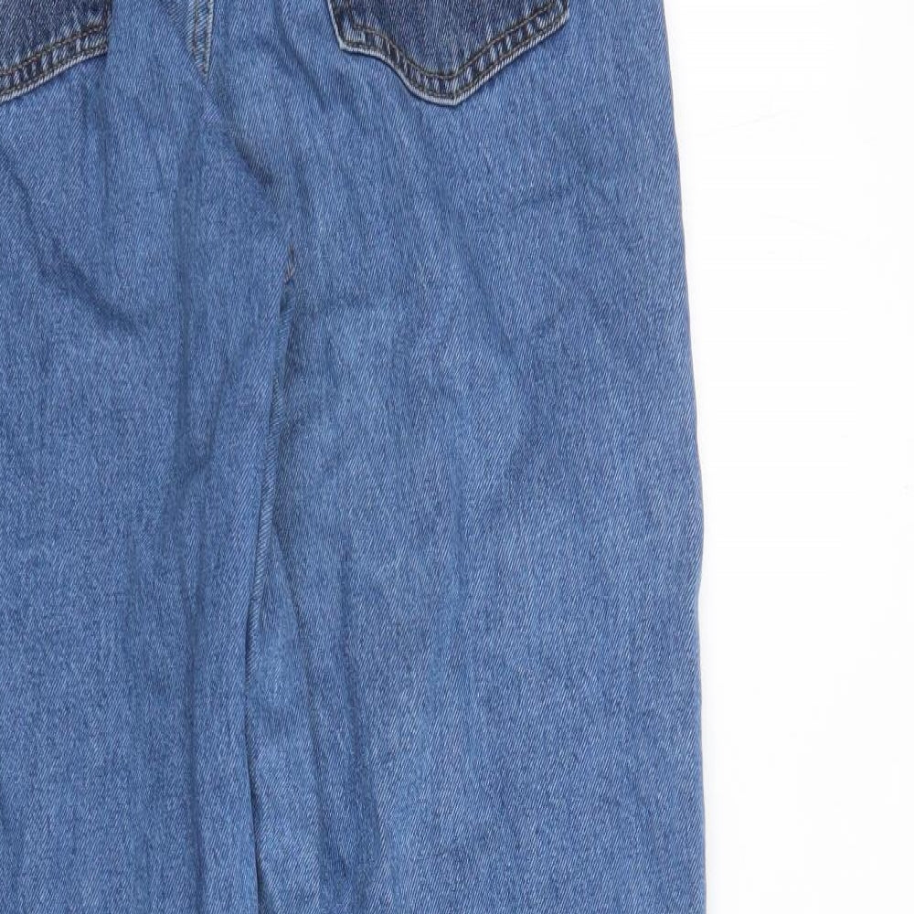 Denim & Co. Womens Blue Cotton Wide-Leg Jeans Size 10 L29 in Regular Button - Pockets