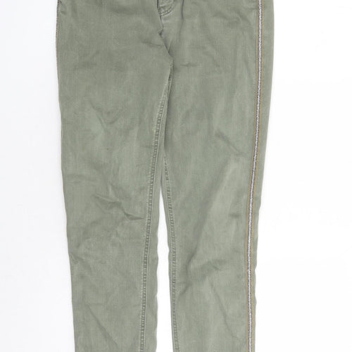 Marks and Spencer Womens Green Cotton Skinny Jeans Size 12 L27 in Regular Zip - The Carrie Style