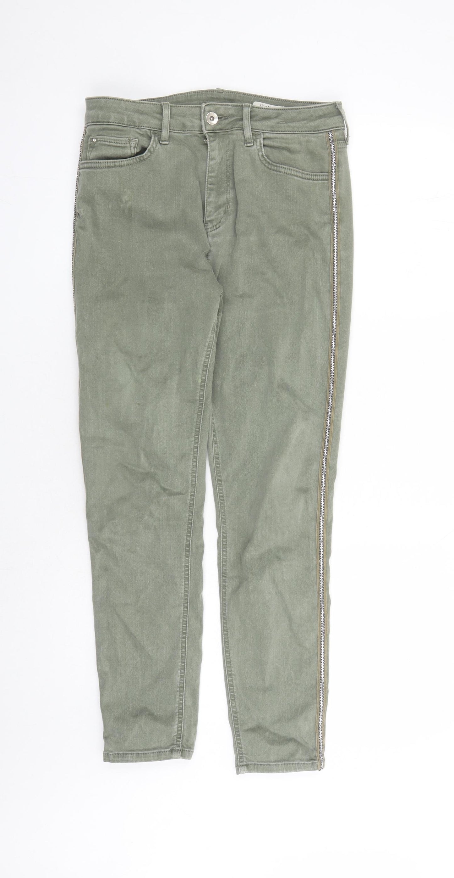 Marks and Spencer Womens Green Cotton Skinny Jeans Size 12 L27 in Regular Zip - The Carrie Style