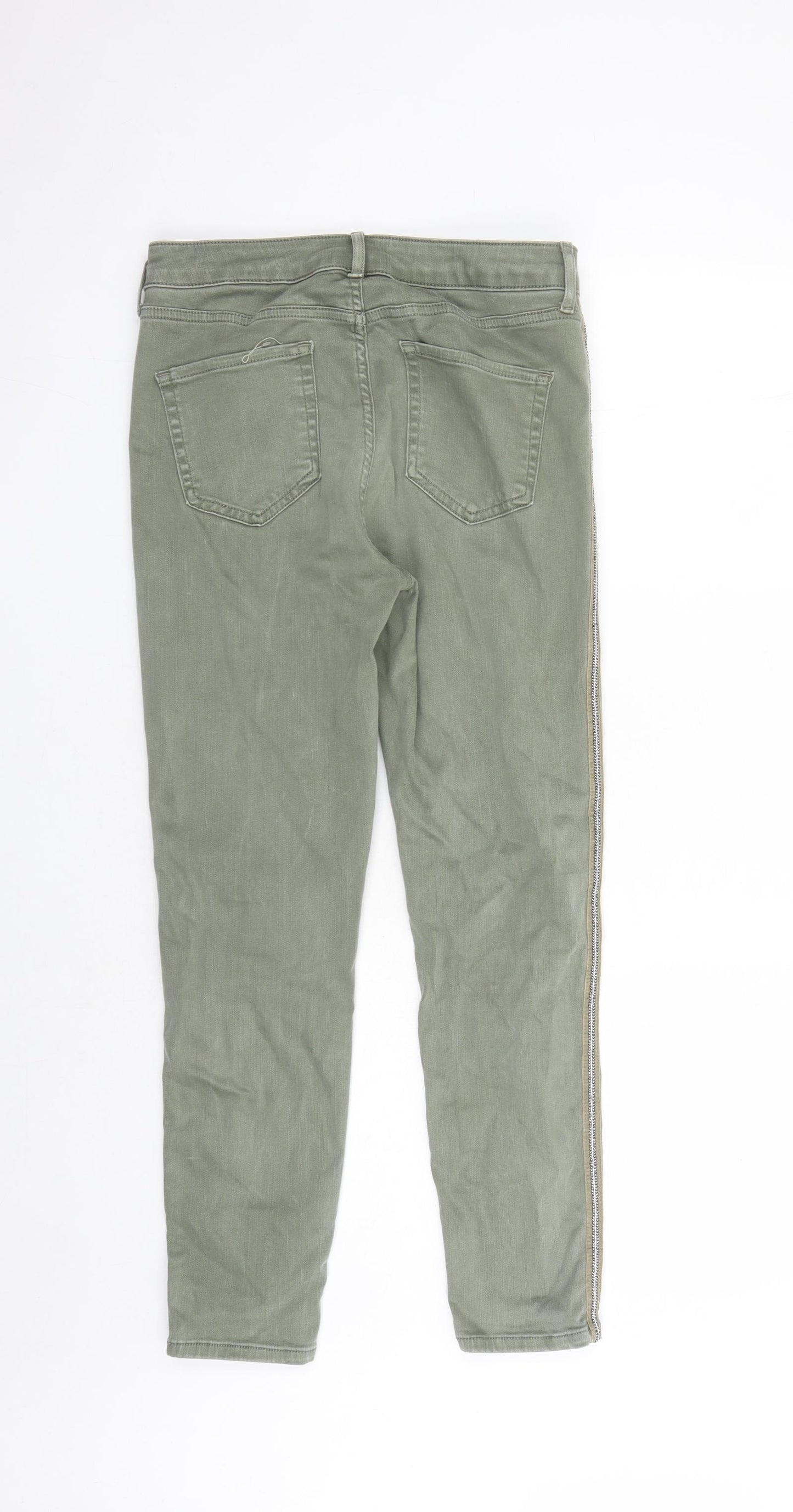 Marks and Spencer Womens Green Cotton Skinny Jeans Size 12 L27 in Regular Zip - The Carrie Style