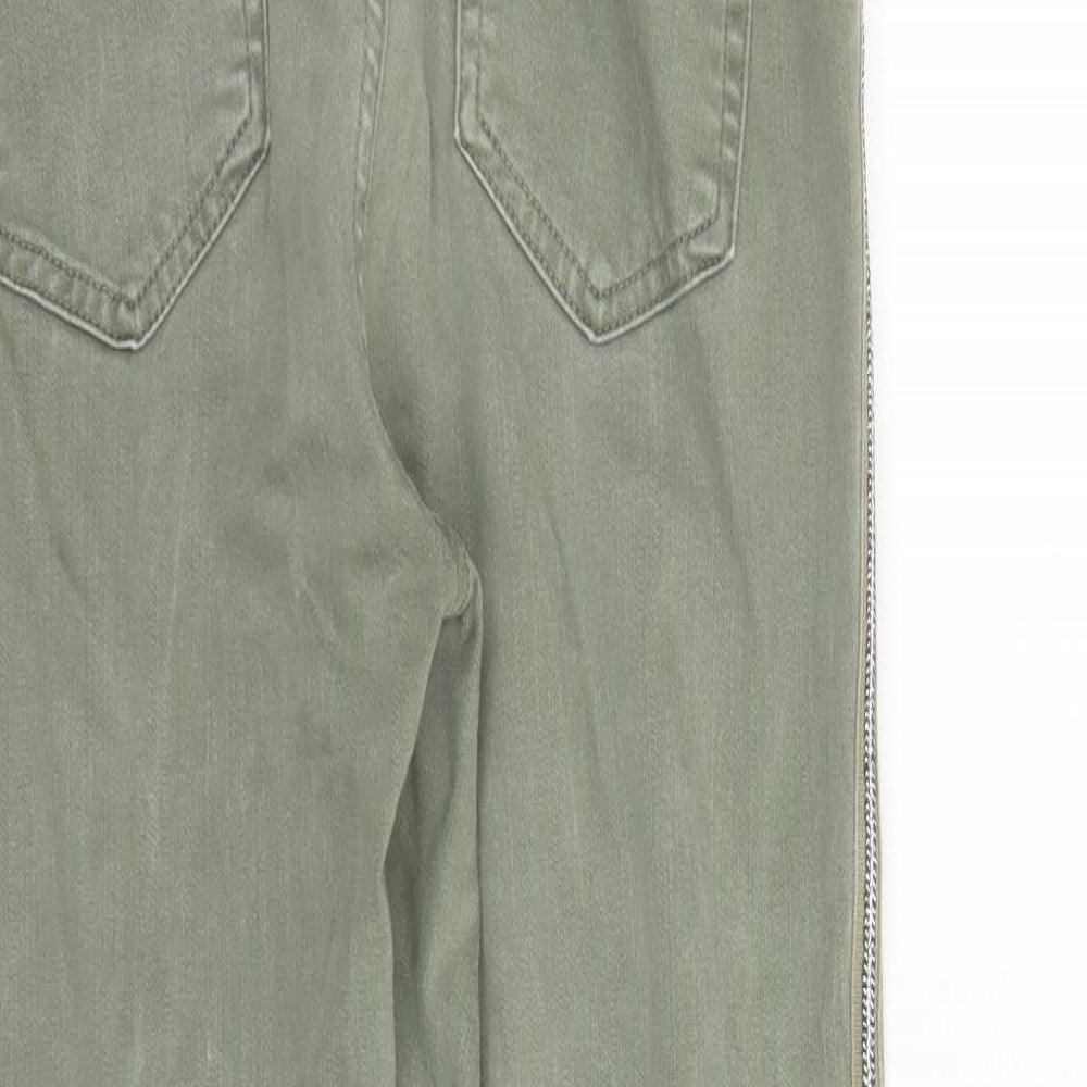 Marks and Spencer Womens Green Cotton Skinny Jeans Size 12 L27 in Regular Zip - The Carrie Style