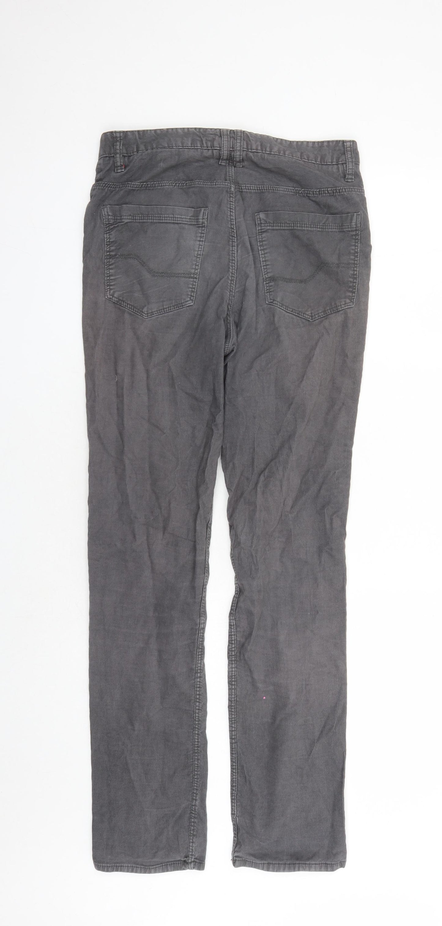 H&M Boys Grey Cotton Chino Trousers Size 14 Years L30 in Regular Zip