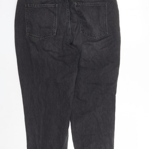 F&F Womens Black Cotton Cropped Jeans Size 18 L24 in Regular Zip - Pockets
