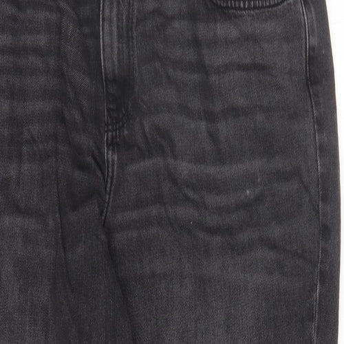 F&F Womens Black Cotton Cropped Jeans Size 18 L24 in Regular Zip - Pockets