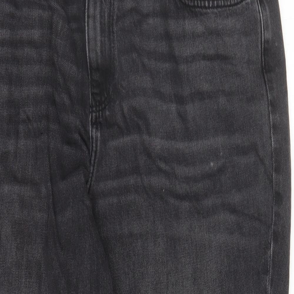 F&F Womens Black Cotton Cropped Jeans Size 18 L24 in Regular Zip - Pockets