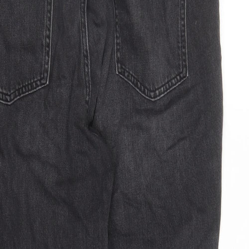 F&F Womens Black Cotton Cropped Jeans Size 18 L24 in Regular Zip - Pockets